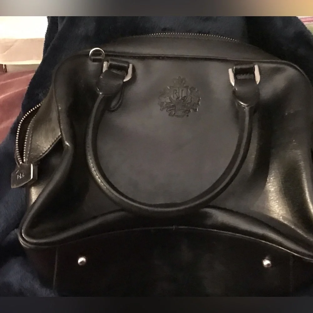 Lauren Ralph Lauren Newbury double zip satchel black. Tote handbag purse